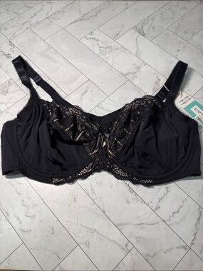 NWT Dorina Womens Celine Full Cup Bra Black Lace UNDERWIRE 46D